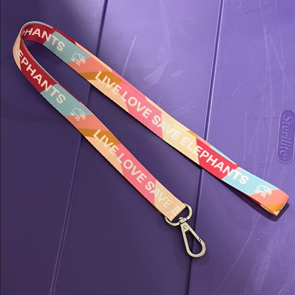 Ivory Ella Colorful 'Live Love Save Elephants' Lanyard